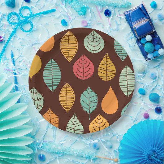 Modern Herfst Leaf Pattern Papieren Bordje (Feest)