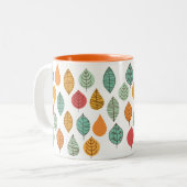 Modern Herfst Leaf Pattern Tweekleurige Koffiemok (Voorkant links)