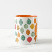 Modern Herfst Leaf Pattern Tweekleurige Koffiemok (Center)