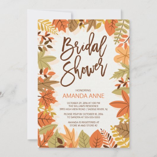 Modern herfst leest Bridal Shower Kaart (Voorkant)