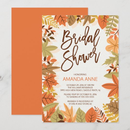 Modern herfst leest Bridal Shower Kaart (Voorkant / Achterkant)