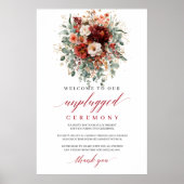 Modern Herfst Marsala Uitgeschakelde Ceremonie Bor Poster (Voorkant)