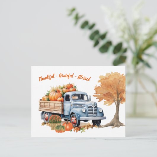 Modern Herfst najaar Thanksgiving pomkin Briefkaart (Staand voorkant)