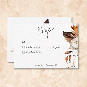 Modern Herfst Neutral Floral Lijst Wedding Geen Di RSVP Kaartje