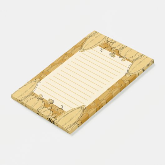 Modern Herfst pompoenpatroon in Sinaasappel Post-it® Notes (Schuin)