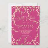 Modern herfst roos gouden tak magenta roze Sweet 1 Kaart (Voorkant)