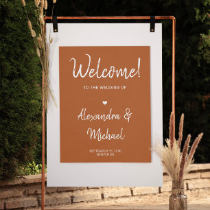 Modern herfst terra cotta huwelijks welkomstbord poster