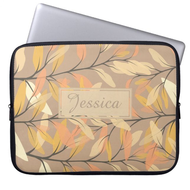 Modern herfst verlaat patroonpatroon gepersonalise laptop sleeve (Voorkant)