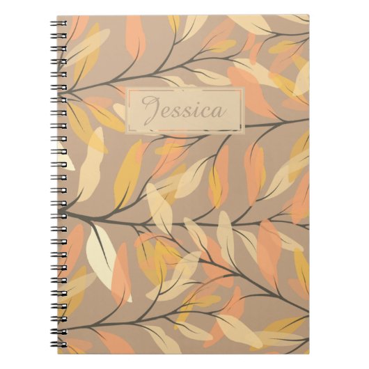 Modern herfst verlaat patroonpatroon gepersonalise notitieboek (Voorkant)