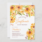 Modern herfst zonnebloem script baby shower kaart (Voorkant)