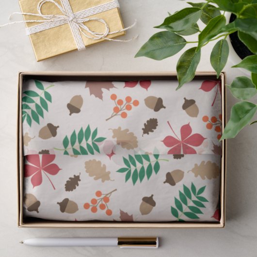 Modern herfstbladeren en eikelpatroon tissuepapier (Geschenk)