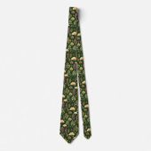 Modern herfstbladerenpatroon bosgroen stropdas (Voorkant)