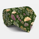 Modern herfstbladerenpatroon bosgroen stropdas (Opgerold)