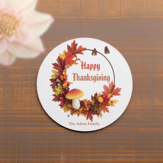 Modern herfstverlof Happy Thanksgiving Ronde Sticker