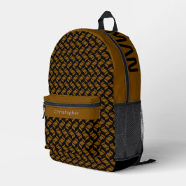 Modern Herhaal Patroon Bruin Zwart Bedrukte Rugzak