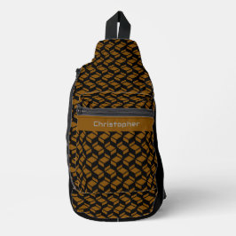 Modern Herhaal Patroon Bruin Zwart Sling Bag