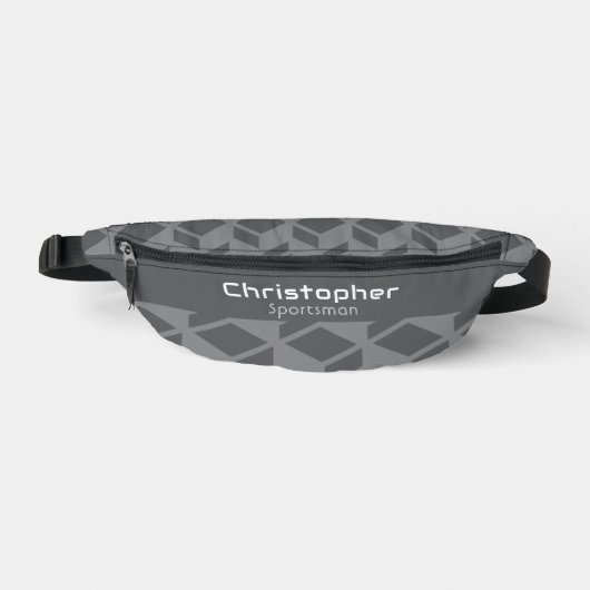 Modern Herhaal Patroon Grijs Heuptasje (Voorkant)