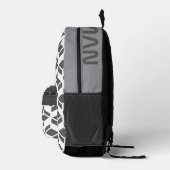 Modern Herhaal Patroon Grijs Wit Bedrukte Rugzak (Rechts)