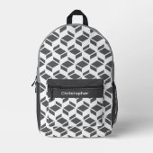 Modern Herhaal Patroon Grijs Wit Bedrukte Rugzak (Voorkant)