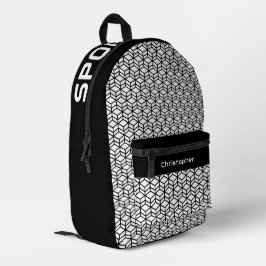 Modern Herhaal Patroon Zwart Wit Bedrukte Rugzak