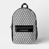 Modern Herhaal Patroon Zwart Wit Bedrukte Rugzak (Voorkant)