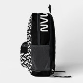 Modern Herhaal Patroon Zwart Wit Bedrukte Rugzak (Rechts)