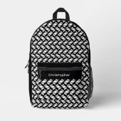 Modern Herhaal Patroon Zwart Wit Bedrukte Rugzak (Voorkant)