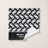 Modern Herhaal Patroon Zwart Wit Handdoek (Wasdoekje)