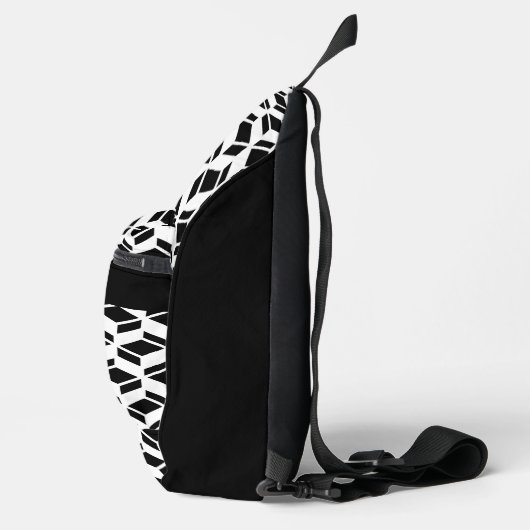 Modern Herhaal Patroon Zwart Wit Sling Bag (Rechts)