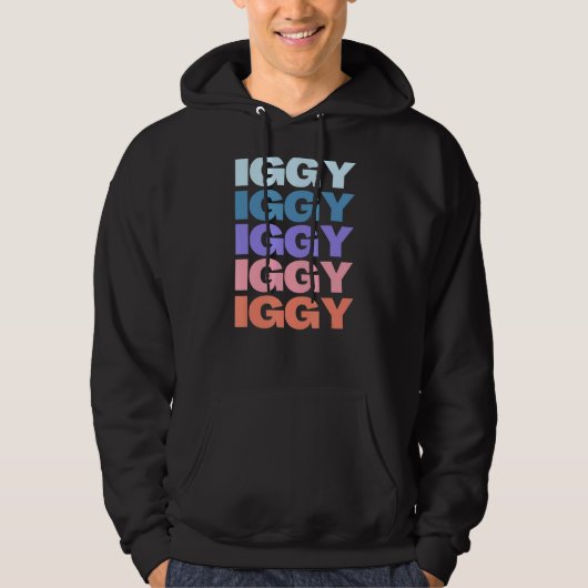Modern herhaald tekst iggy hoodie (Voorkant)
