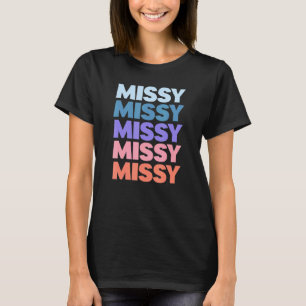 Modern Herhaalde Tekst Missy T-shirt
