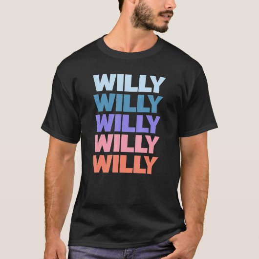 Modern Herhaalde Tekst Willy T-shirt (Voorkant)
