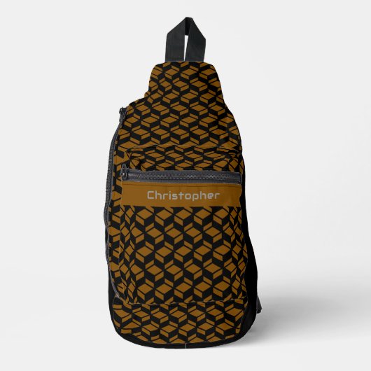 Modern Herhalingspatroon Bruin Zwart Sling Bag (Voorkant)
