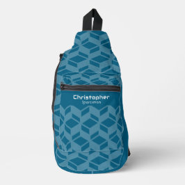 Modern herhalingspatroon turquoise sling bag