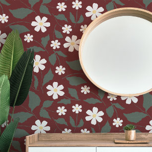 Modern Heritage Daisy Bloemendesign Donkerrood & G Behang