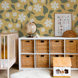 Modern Heritage Daisy Butterscotch & Green Bloemmo Behang