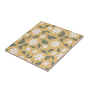 Modern Heritage Daisy Butterscotch & Green Bloemmo Tegeltje