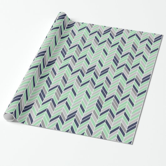 Modern Herringbone Chevron Geometric Pattern Cadeaupapier (Uitgerold)