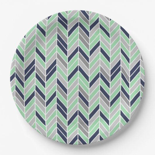 Modern Herringbone Chevron Geometric Pattern Papieren Bordje (Voorkant)