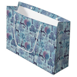 Modern hertenbos blauw en paars vakantie groot cadeauzakje
