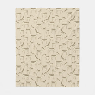 Modern hertenillustratie beige patroon fleece deken