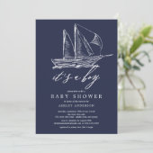 Modern Het is een Boy Sailboat Baby shower Kaart (Staand voorkant)