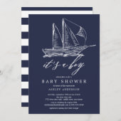 Modern Het is een Boy Sailboat Baby shower Kaart (Voorkant / Achterkant)