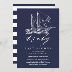 Modern Het is een Boy Sailboat Baby shower Kaart