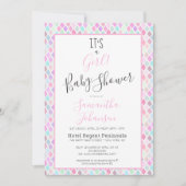 Modern Het is een Girl Geometric Pattern Baby show Kaart (Voorkant)