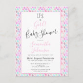 Modern Het is een Girl Geometric Pattern Baby show Uitnodiging Briefkaart (Voorkant)