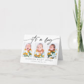 Modern Het is een Jongen Baby Pasgeboren 3 Fotocol Kaart (Voorkant)