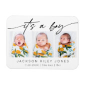 Modern Het is een Jongen Baby Pasgeboren 3 Fotocol Magneet (Horizontaal)