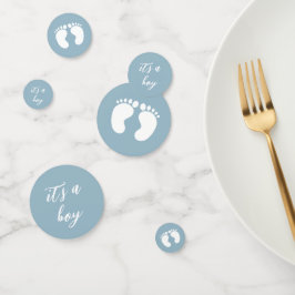 Modern Het is een jongen baby shower blauw Confetti