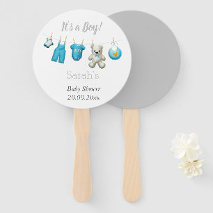Modern 'Het is een jongen' Cute Blauwgrijze Baby S Handwaaier